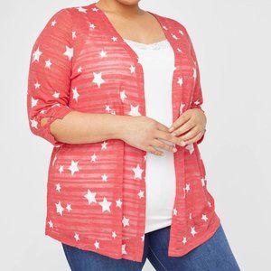 Catherine's Shadow Stripe Cardigan - Red Stars